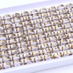 10/20/30/50Pcs Classic Fashion Stripe Hollow Colorful Sticker Stainless Steel Ring Trend Women Jewelry Party Decoration Gift