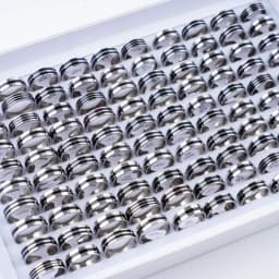 10/20/30/50Pcs Classic Fashion Stripe Hollow Colorful Sticker Stainless Steel Ring Trend Women Jewelry Party Decoration Gift