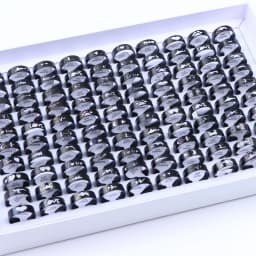 10/20/30/50Pcs Classic Fashion Stripe Hollow Colorful Sticker Stainless Steel Ring Trend Women Jewelry Party Decoration Gift