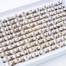 10/20/30/50Pcs Classic Fashion Stripe Hollow Colorful Sticker Stainless Steel Ring Trend Women Jewelry Party Decoration Gift