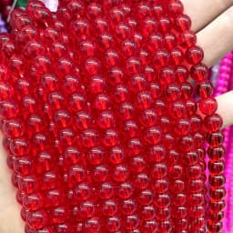 Natural Stone Colorful Garnet Red Amber Yellow Olive Green Glass Crystal Round Loose Beads For Jewelry Making DIY Bracelet