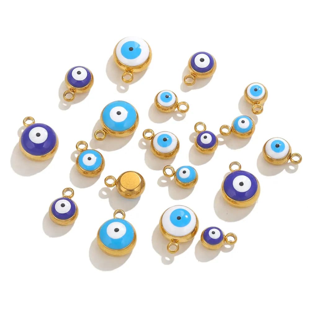 10pcs Stainless Steel Round Small Charms Devil's Eye Charms For Jewelry Making Earring Bracelet Pendant Jewelry Findings Bulk