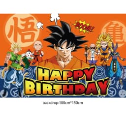 Dragon Ball Z Birthday Party Decoration Anime Tableware Invitation Cards Banner Backdrop Poster Cake Topper Number Balloon Set