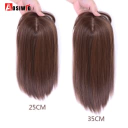 Long Straight Topper Hair Piece With Bangs Invisible Seamless Clip Overhead Toupee Invisible Replacement block Cover White Hair