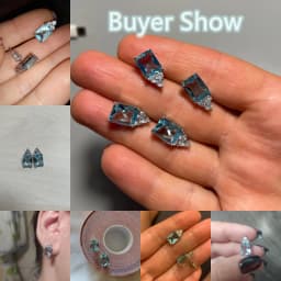 Huitan Simple and Elegant Light Blue Women Earrings Piercing Ear Brilliant Cubic Zirconia Wedding Engagement Statement Jewelry