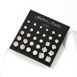 15pairs Cubic Zirconia & Faux Pearl Decor Stud Earrings,Suitable For Holidays, Parties, Dates, Gifts, Everyday Wear