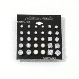 15pairs Cubic Zirconia & Faux Pearl Decor Stud Earrings,Suitable For Holidays, Parties, Dates, Gifts, Everyday Wear