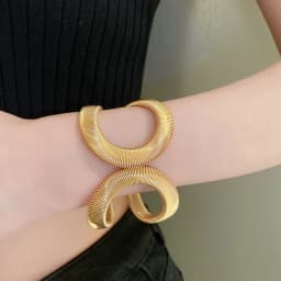 Gold Color Hollow Snake-shaped Bracelet For Women Fashion Simple Staggered Open Elastic Bracelet Exaggerated Writband Jewelry A