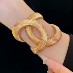 Gold Color Hollow Snake-shaped Bracelet For Women Fashion Simple Staggered Open Elastic Bracelet Exaggerated Writband Jewelry A
