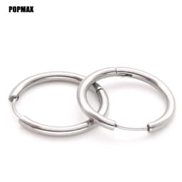 POPMAX 1Pairs/2Pcs Small Hoop Earrings Women Men Silver Color Stainles Steel Round Circle Pendientes Mujer 2023 Anti-allergy