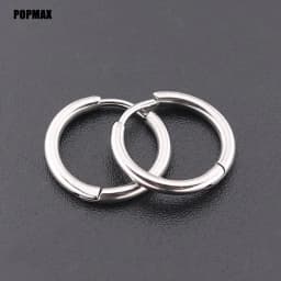 POPMAX 1Pairs/2Pcs Small Hoop Earrings Women Men Silver Color Stainles Steel Round Circle Pendientes Mujer 2023 Anti-allergy