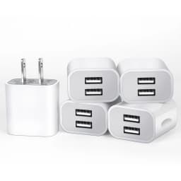 1/5Pcs USB Wall Chargers Block Power Adapter 2.1A Dual-Port Fast Charging Plug Cube Charger Adapter For IPhone For Samsung