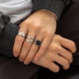 4Pcs Retro Simple Stackable Stainless Steel Wide Ring Men's Gothic Pattern Metal Finger Ring Hip Hop Casual Jewelry