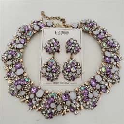 2026 New Fashion Crystal Rhinestones Large Collar Choker Necklace Earrings Women Jewelry Sets Indian Statement Wedding Necklace