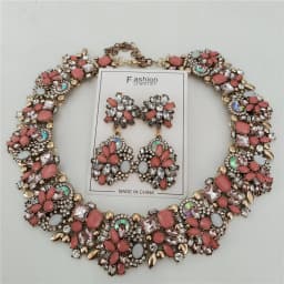 2026 New Fashion Crystal Rhinestones Large Collar Choker Necklace Earrings Women Jewelry Sets Indian Statement Wedding Necklace