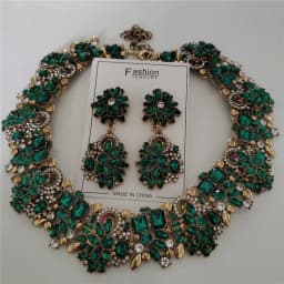 2026 New Fashion Crystal Rhinestones Large Collar Choker Necklace Earrings Women Jewelry Sets Indian Statement Wedding Necklace
