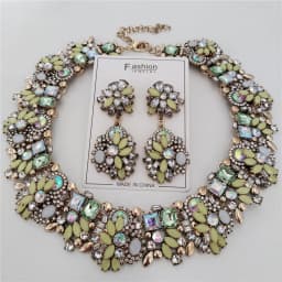2026 New Fashion Crystal Rhinestones Large Collar Choker Necklace Earrings Women Jewelry Sets Indian Statement Wedding Necklace