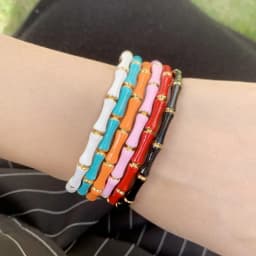 ZALMAN Brand Colorful Enamel Resin Bamboo Bangle Bracelet for Women Gold Color Stainless Steel Bangle Trendy Love Jewelry