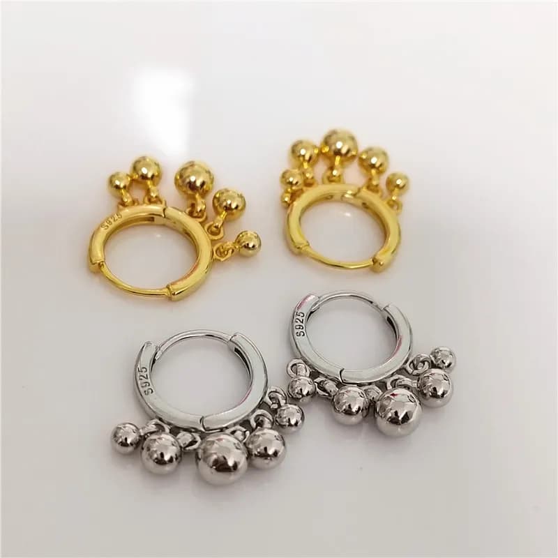 Fashion Silver Gold Plated Tassel Round Ball Hoop Earrings for Women Girls Punk Ear Party Jewelry Gift e2456