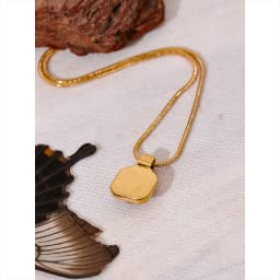 Yhpup High Quality Natural Tiger Stone Square Pendant Necklace Rust Proof Gold Color Fashion Collar Versatile Jewelry Gift
