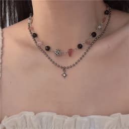 2 Pcs Vintage Peace Buckle Pendant Necklaces Natural Stone Beads Chains Choker Necklace Set Women Men Chinese Style Jewelry K-