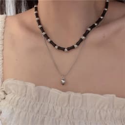 2 Pcs Vintage Peace Buckle Pendant Necklaces Natural Stone Beads Chains Choker Necklace Set Women Men Chinese Style Jewelry K-