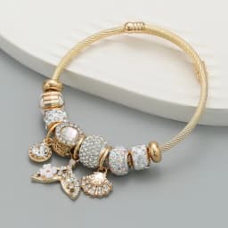 Fashion Multi Element Stainless Steel Circle Panjiadora Beaded Love Bracelet Suitable for Women's Dating, Daily Holiday Gifts