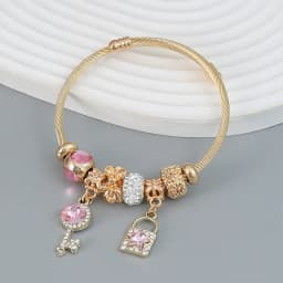 Fashion Multi Element Stainless Steel Circle Panjiadora Beaded Love Bracelet Suitable for Women's Dating, Daily Holiday Gifts