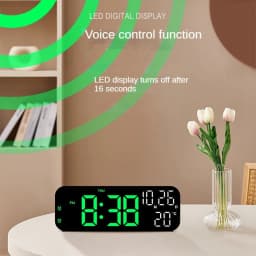 Digital Alarm Clock Temperature and Date Week Display Night Mode Table Clock Voice Control 12/24H Electronic LED Alarm Clocks