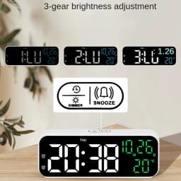 Digital Alarm Clock Temperature and Date Week Display Night Mode Table Clock Voice Control 12/24H Electronic LED Alarm Clocks