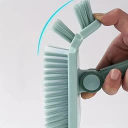 A long handled hard bristled triangular floor brush, bathroom tile gap cleaning brush