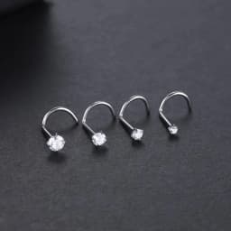Implant Titanium Nose Stud Ring Set Round CZ Crystal Nose Piercings 1.5/2/2.5/3MM Screw Nostril Piercing Earring Jewelry 20G