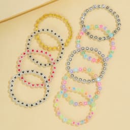9pcs Girls Heart Star Cloud Smiling Face Luminous Beads Elastic Bracelet Set Girls Accessories Ideal choice for Gifts