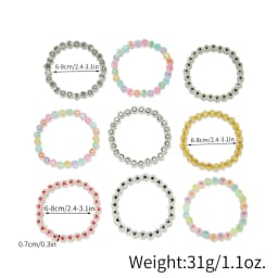 9pcs Girls Heart Star Cloud Smiling Face Luminous Beads Elastic Bracelet Set Girls Accessories Ideal choice for Gifts