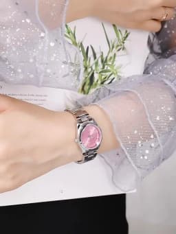 Luxury Women's Watch 29mm Fashionable Stainless Steel Rhinestone Pink Minimalist Girl Clock Outdoor Travel Women Wrist Watches