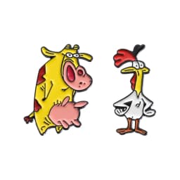 Cartoon Manga Enamel Pins Custom Cute Rooster Cow Brooches Lapel Badges Animal Jewelry Gift for Kids Friends