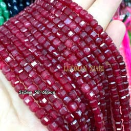 Natural Chalcedony Ruby Red Stone Square Abacus Drop Round Oval Loose Spacer Beads for Jewelry Making Diy Bracelet Accessories