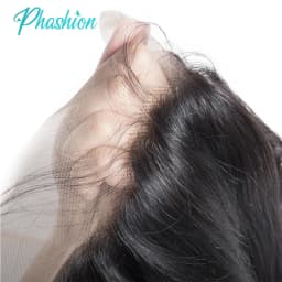 Phashion 28 Inch 13x6 Lace Frontal Straight Pre Plucked Swiss Closure Transparent Full Front Only Natural Black 100% Human Hair