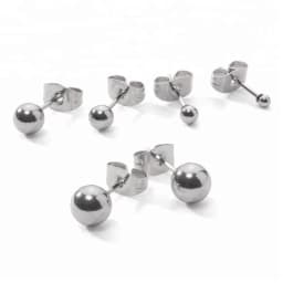 10pcs/lot Solid Round Ball Earring Stud Post Fit 316L Stainless Steel Hypoallergenic Bead Earring Jewelry 2/3/4/5/6mm
