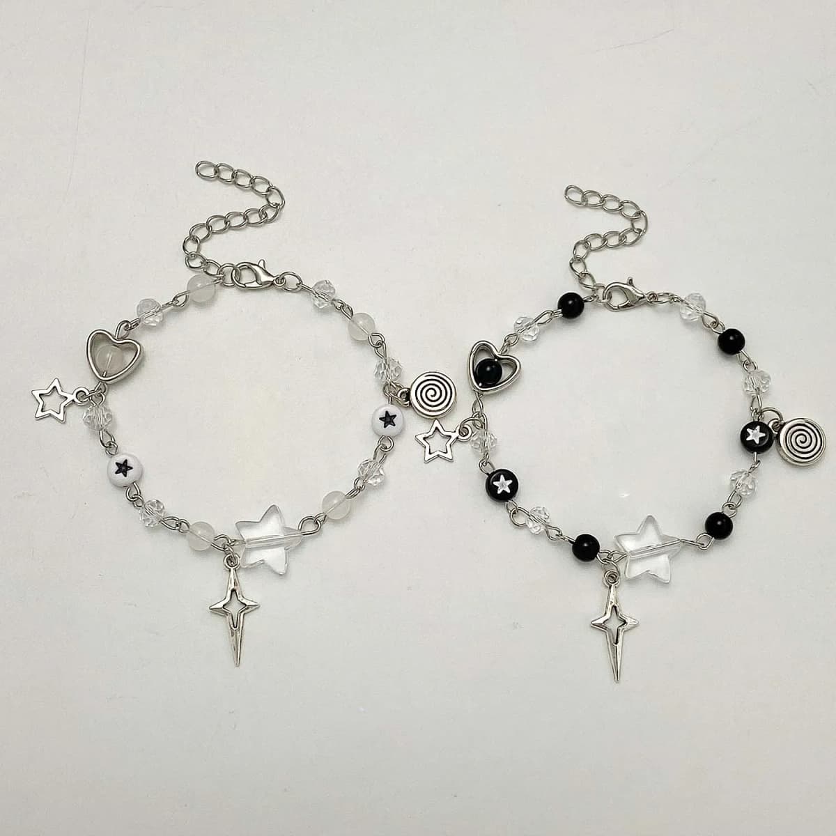Fashion Couple Beads Bracelets Love Heart Star Handmade Y2K Charm Anime Beaded Kawaii Friendship Couple Bracelet Jewelry