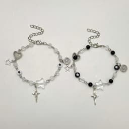 Fashion Couple Beads Bracelets Love Heart Star Handmade Y2K Charm Anime Beaded Kawaii Friendship Couple Bracelet Jewelry