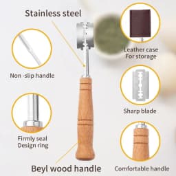 Wood Handle Sourdough Bread Scoring Lame Bread Knife With 5 Pcs Blades Bread Machine Lame Dough Scoring Knife