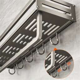 Aluminum Wall-Mounted Spice Rack Multifunctional Item Shelf Kitchen Tools Hooks Kitchen Condiment Storage Rack