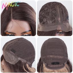 Magic Synthetic Lace Front Wig Long Wavy 36 Inch Cosplay Body Wavy Side Part Lace Wig For Women Lace Front Wig Ombre Blonde Wig