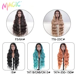 Magic Synthetic Lace Front Wig Long Wavy 36 Inch Cosplay Body Wavy Side Part Lace Wig For Women Lace Front Wig Ombre Blonde Wig