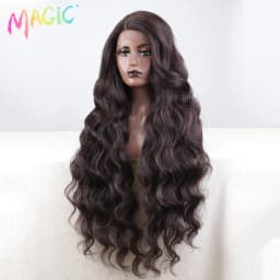 Magic Synthetic Lace Front Wig Long Wavy 36 Inch Cosplay Body Wavy Side Part Lace Wig For Women Lace Front Wig Ombre Blonde Wig