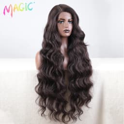 Magic Synthetic Lace Front Wig Long Wavy 36 Inch Cosplay Body Wavy Side Part Lace Wig For Women Lace Front Wig Ombre Blonde Wig