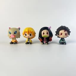 4PCS/Set Anime Demon Slayer Nezuko Tanjirou Zenitsu Inosuke Mini Figurine Kawaii Action Figure PVC Model Collectible Doll Toys