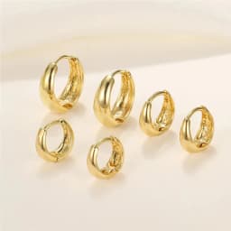 3Pcs/Set Trendy Fashion Classic Style Copper Alloy Gold-Color Smooth Metal O- shaped Circular Earrings For Woman Party Jewelry