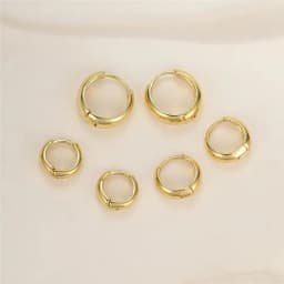 3Pcs/Set Trendy Fashion Classic Style Copper Alloy Gold-Color Smooth Metal O- shaped Circular Earrings For Woman Party Jewelry